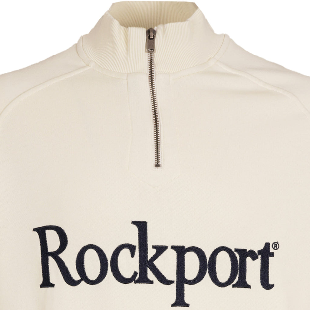 Rockport Archive Boston 1/4 Zip Front Logo Sweat - Ecru