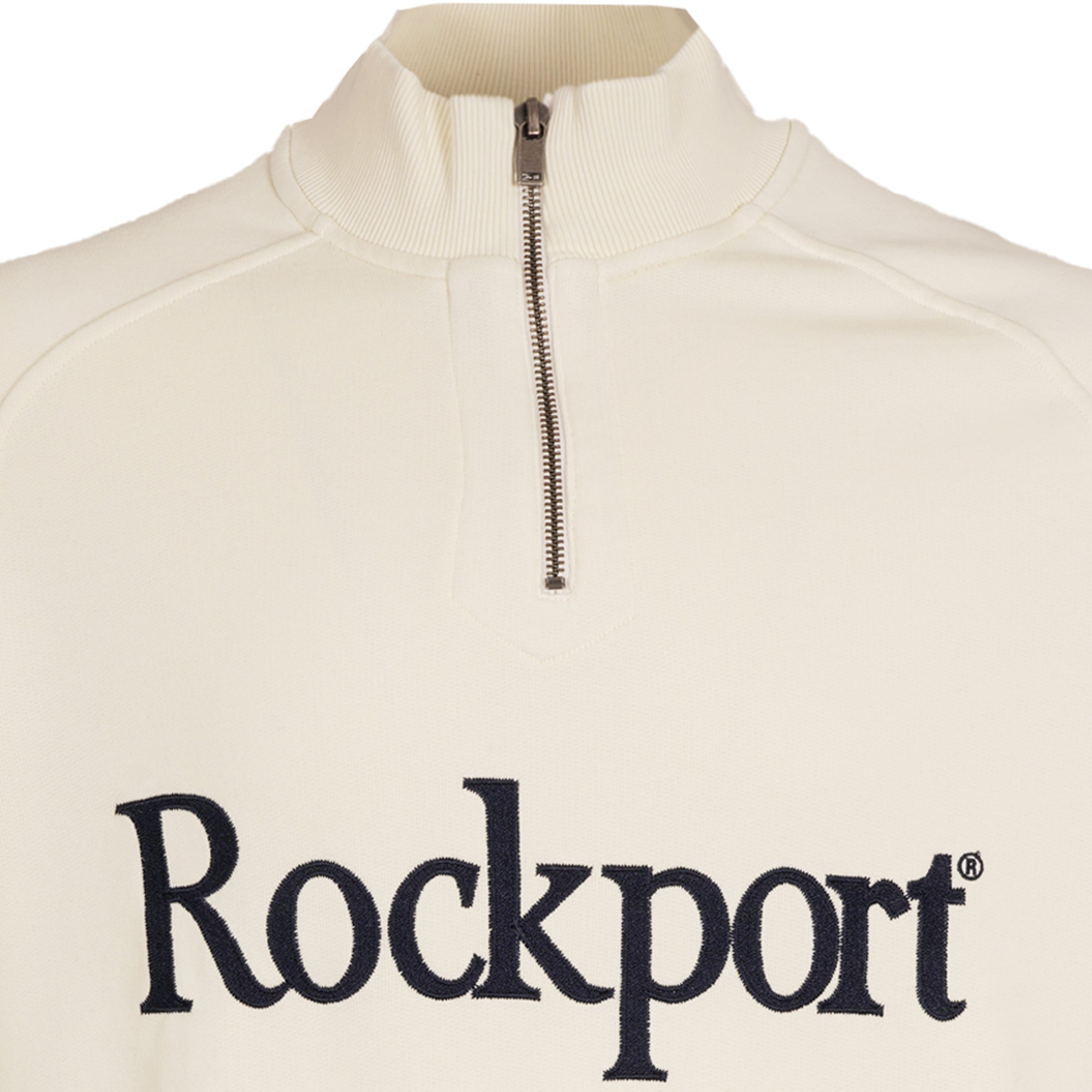 Rockport Archive Boston 1/4 Zip Front Logo Sweat - Ecru