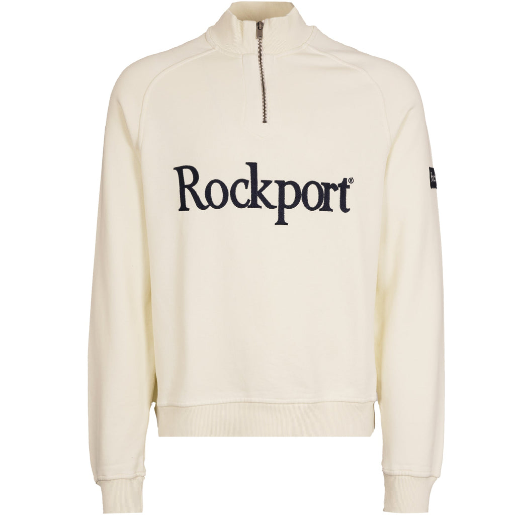 Rockport Archive Boston 1/4 Zip Front Logo Sweat - Ecru
