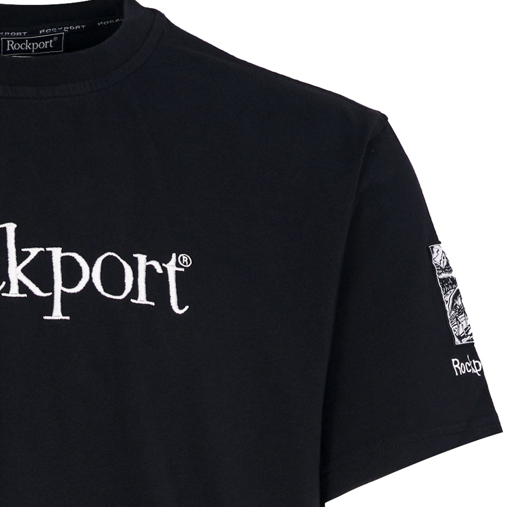 Rockport Archive Highland Front Logo Washed Crew Neck T-Shirt - Navy