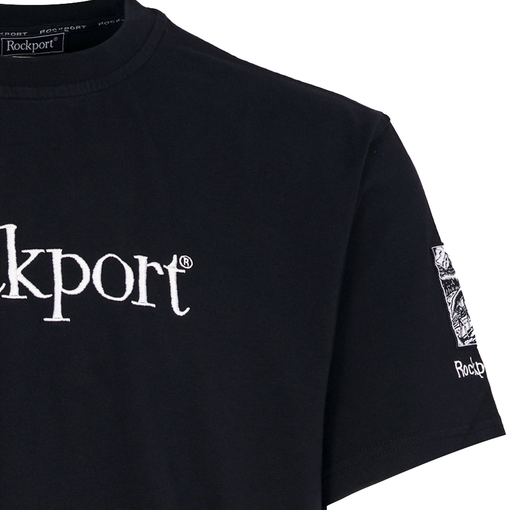 Rockport Archive Highland Front Logo Washed Crew Neck T-Shirt - Navy