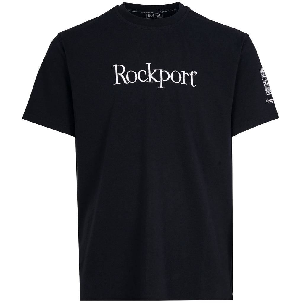 Rockport Archive Highland Front Logo Washed Crew Neck T-Shirt - Navy
