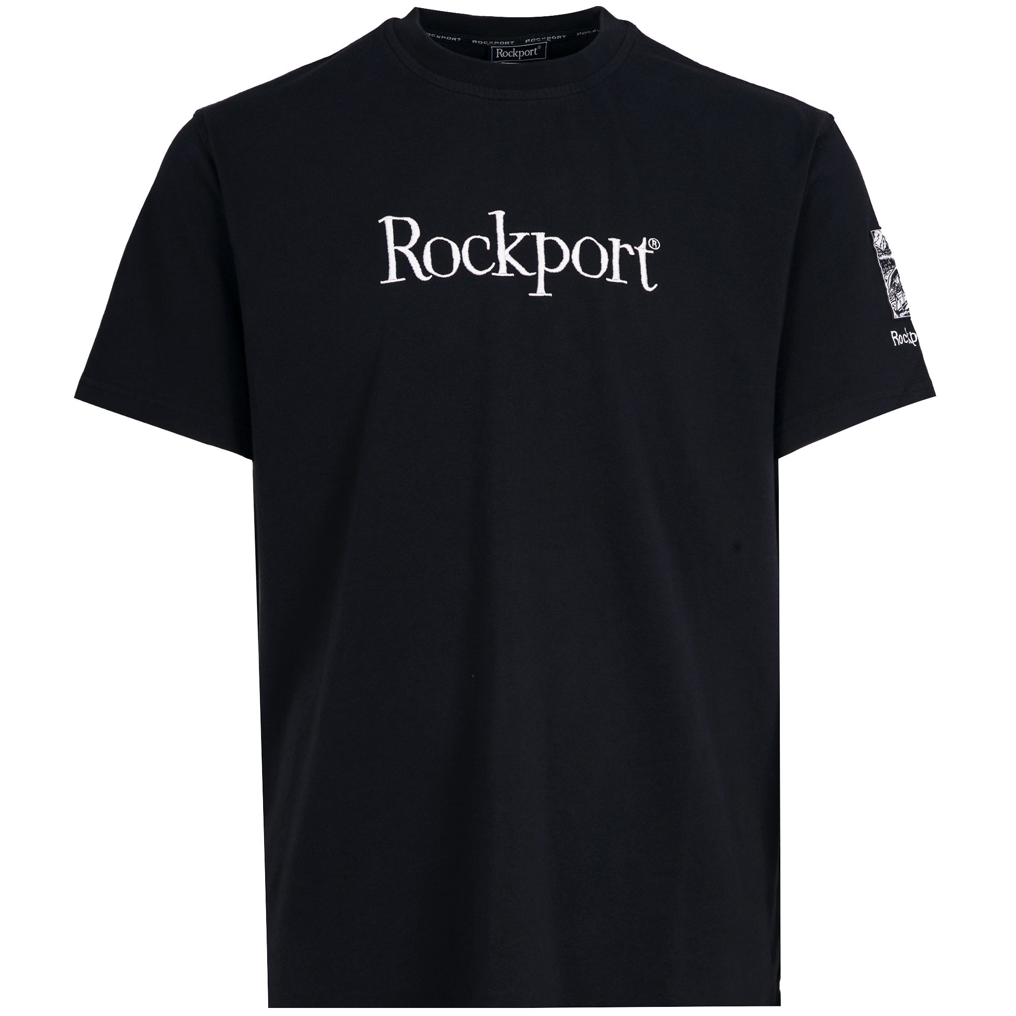 Rockport Archive Highland Front Logo Washed Crew Neck T-Shirt - Navy