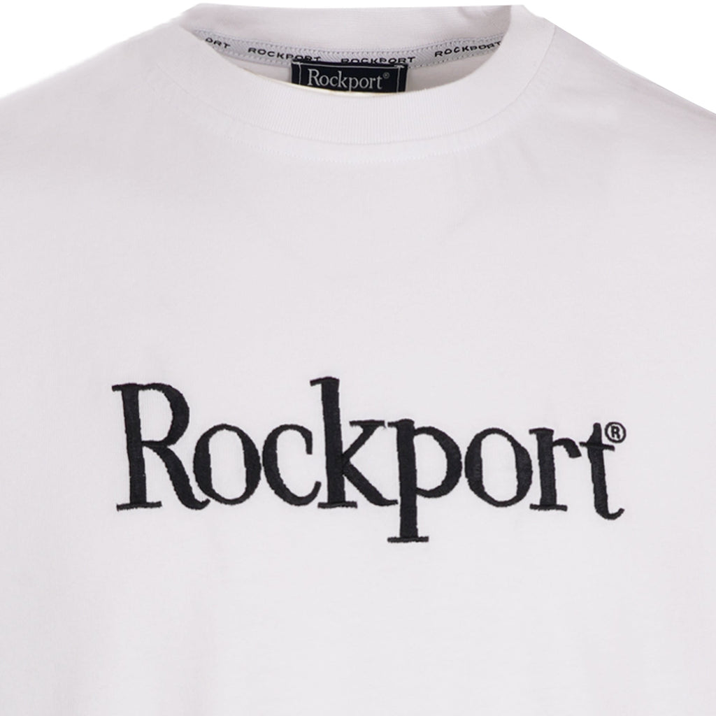 Rockport Archive Highland Front Logo Washed Crew Neck T-Shirt - White