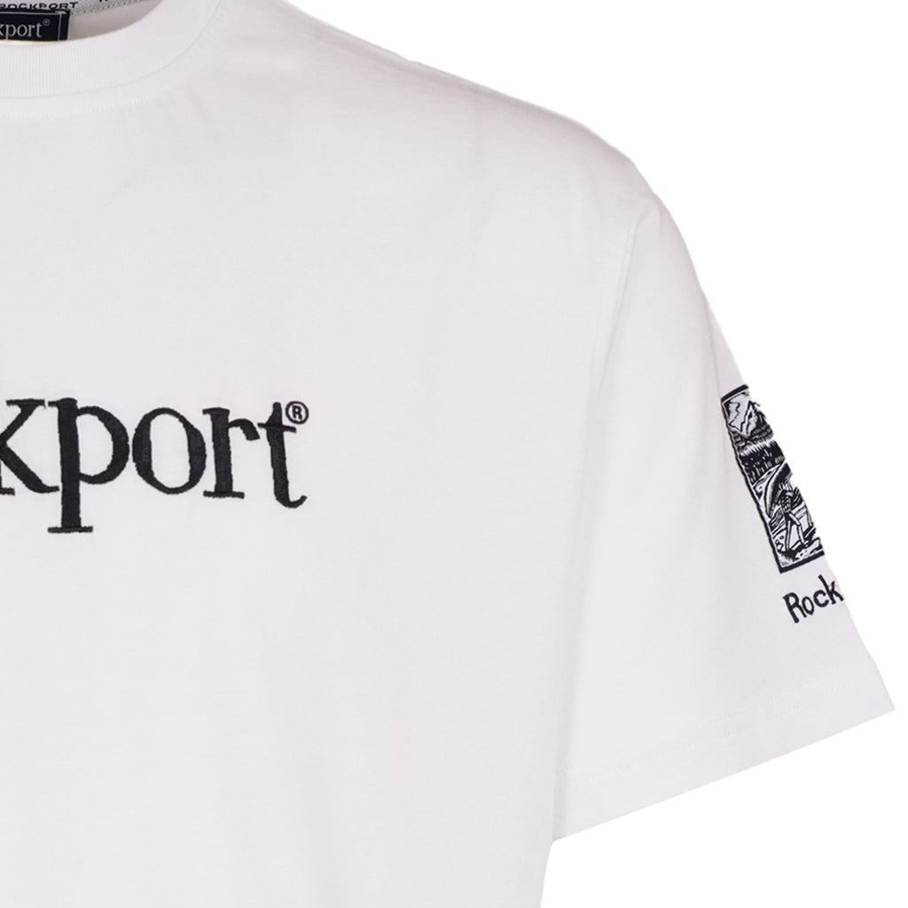 Rockport Archive Highland Front Logo Washed Crew Neck T-Shirt - White
