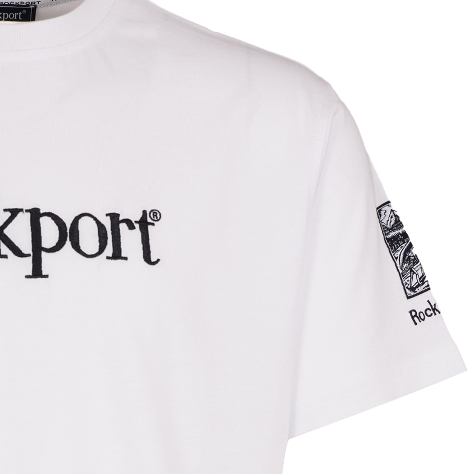 Rockport Archive Highland Front Logo Washed Crew Neck T-Shirt - White