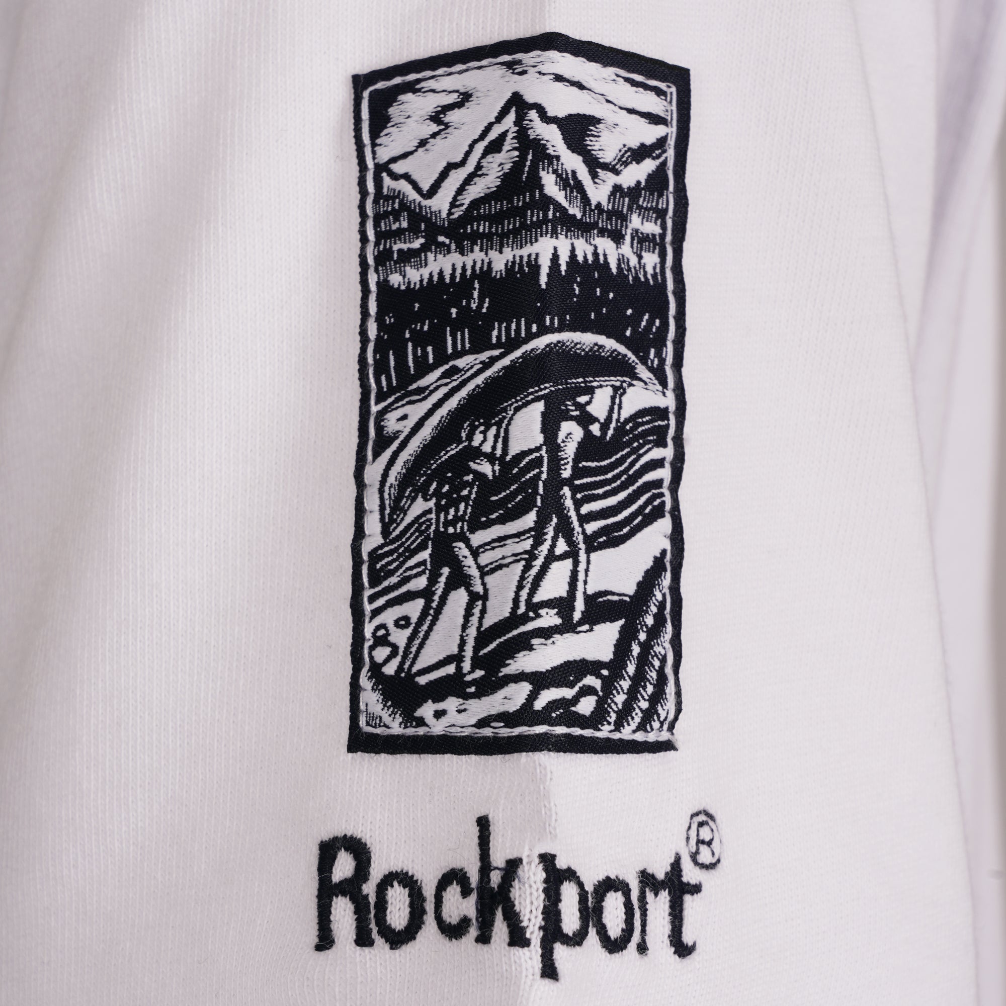 Rockport Archive Highland Front Logo Washed Crew Neck T-Shirt - White