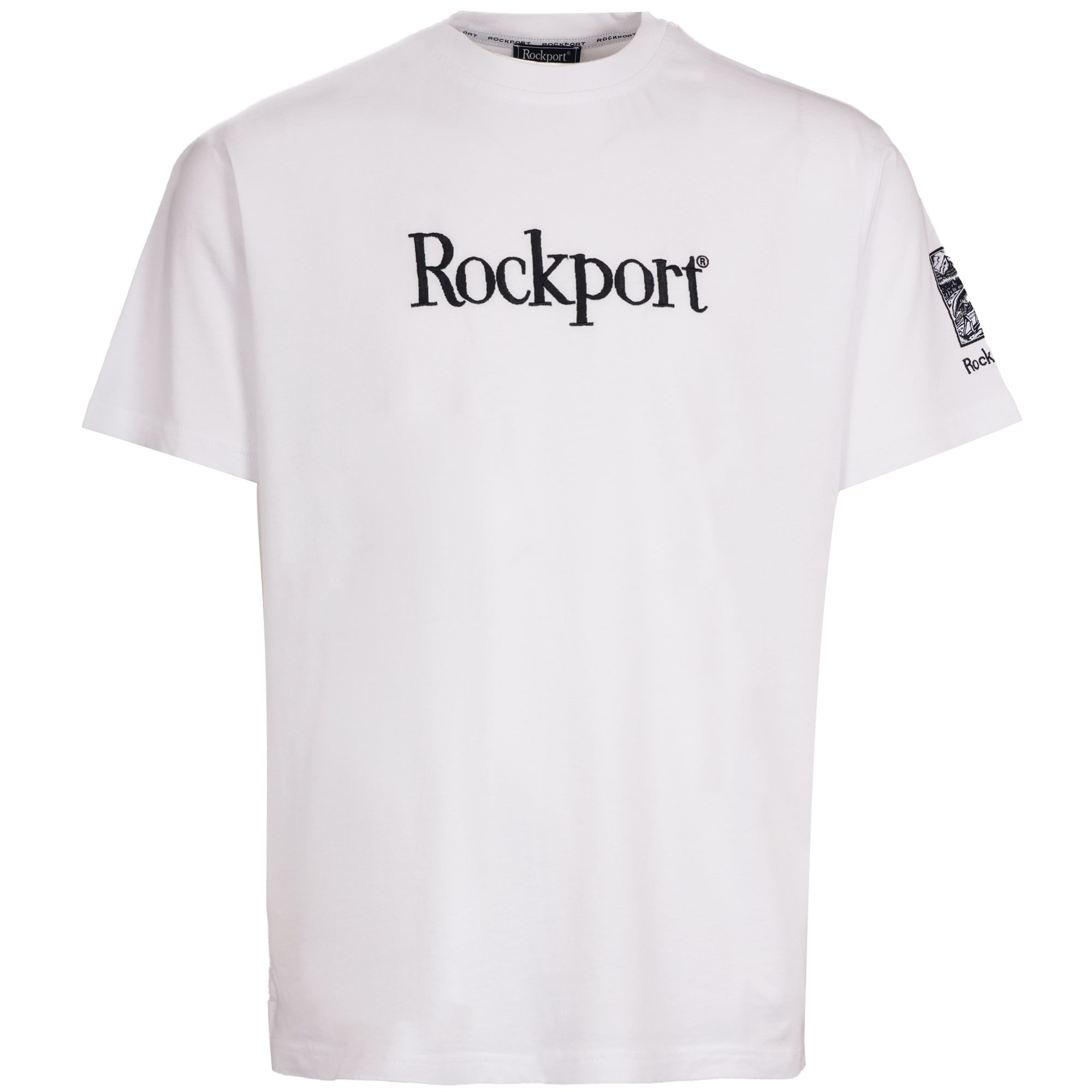 Rockport Archive Highland Front Logo Washed Crew Neck T-Shirt - White