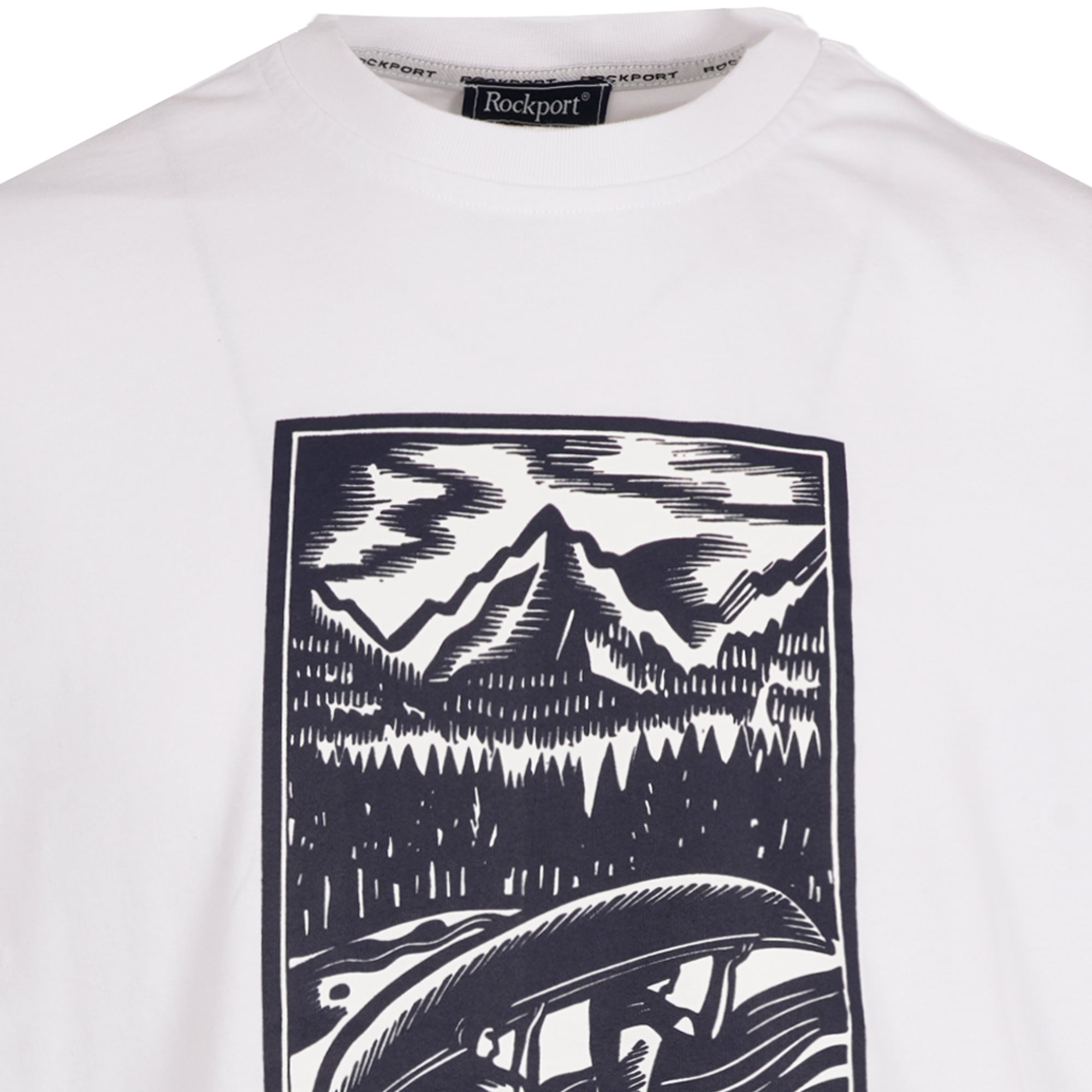Rockport Archive Hampshire Block Print Logo Crew Neck T-Shirt  - White