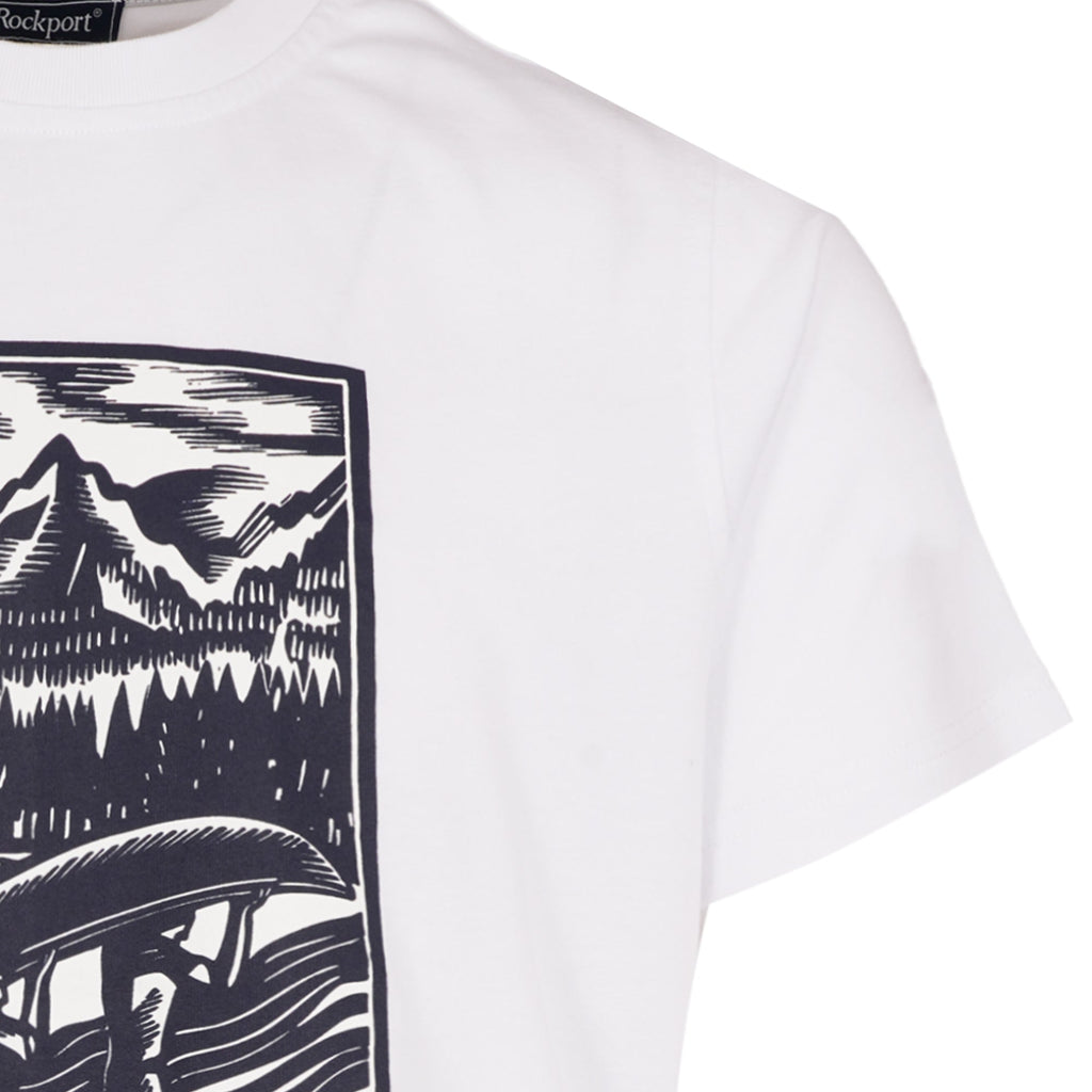 Rockport Archive Hampshire Block Print Logo Crew Neck T-Shirt  - White