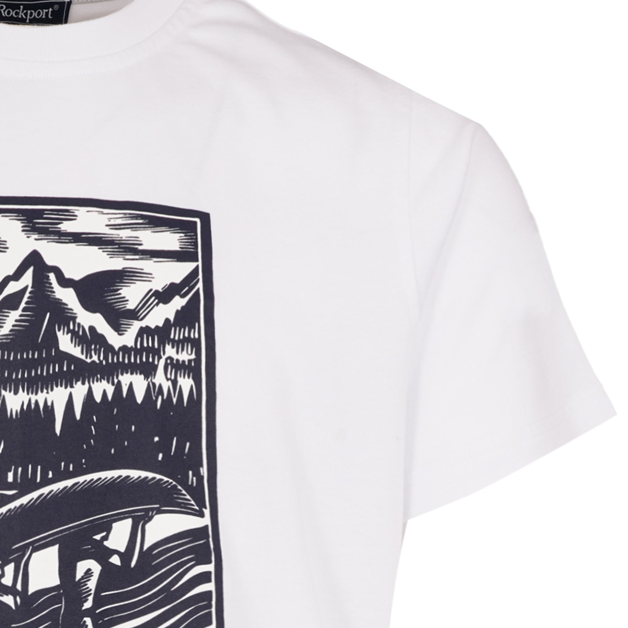 Rockport Archive Hampshire Block Print Logo Crew Neck T-Shirt  - White