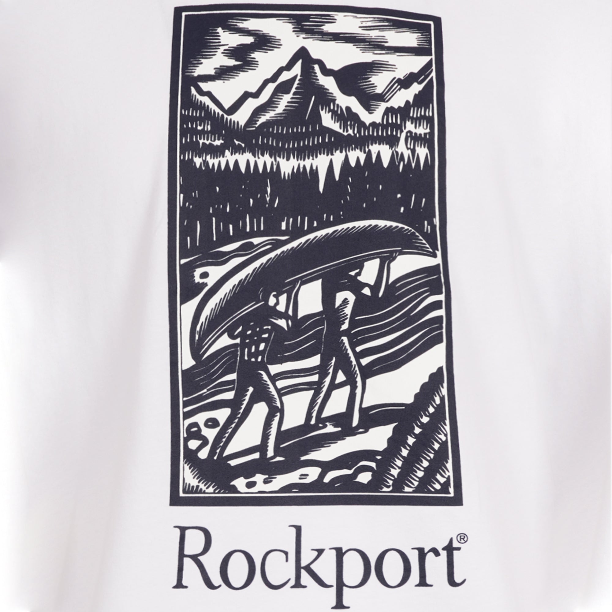 Rockport Archive Hampshire Block Print Logo Crew Neck T-Shirt  - White
