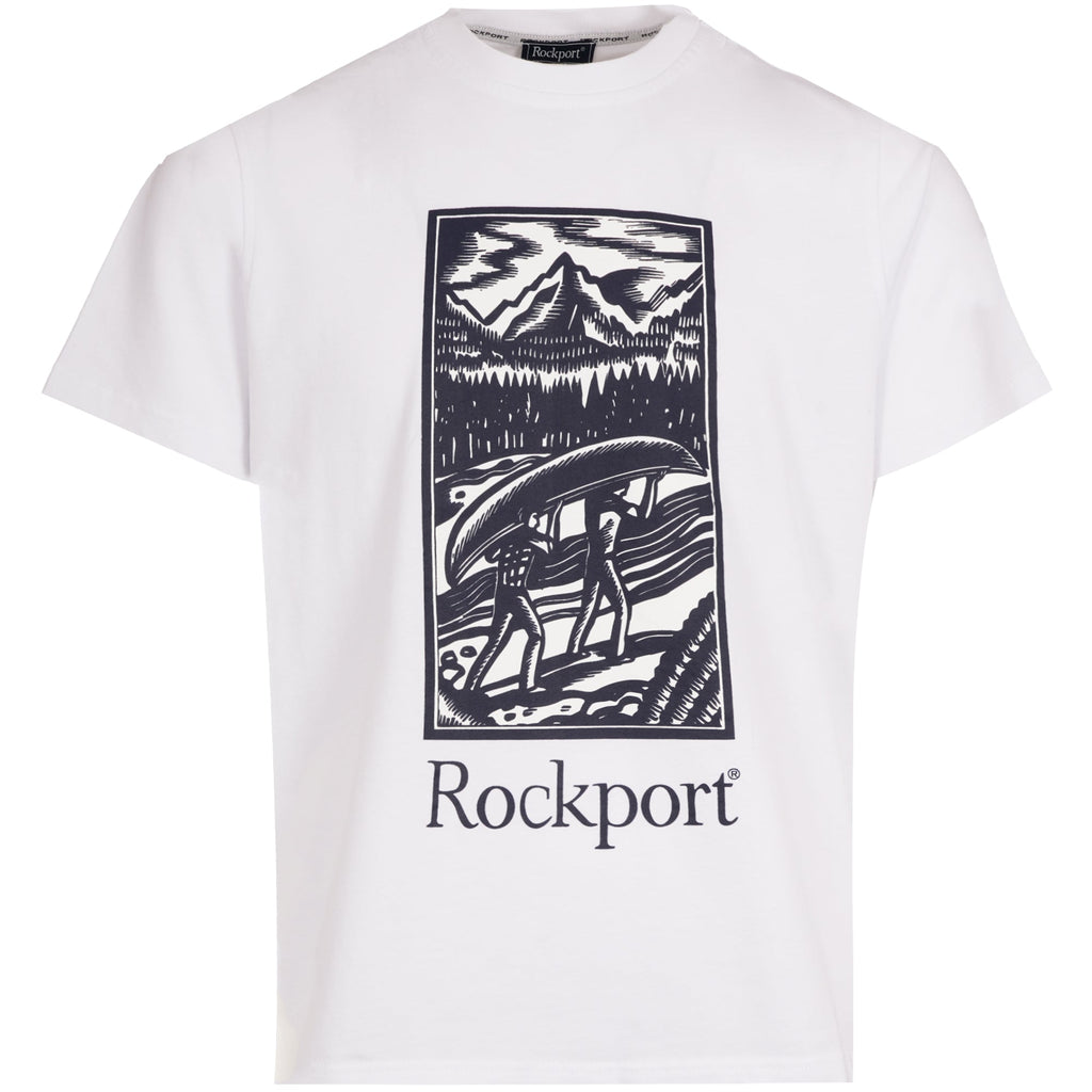 Rockport Archive Hampshire Block Print Logo Crew Neck T-Shirt  - White