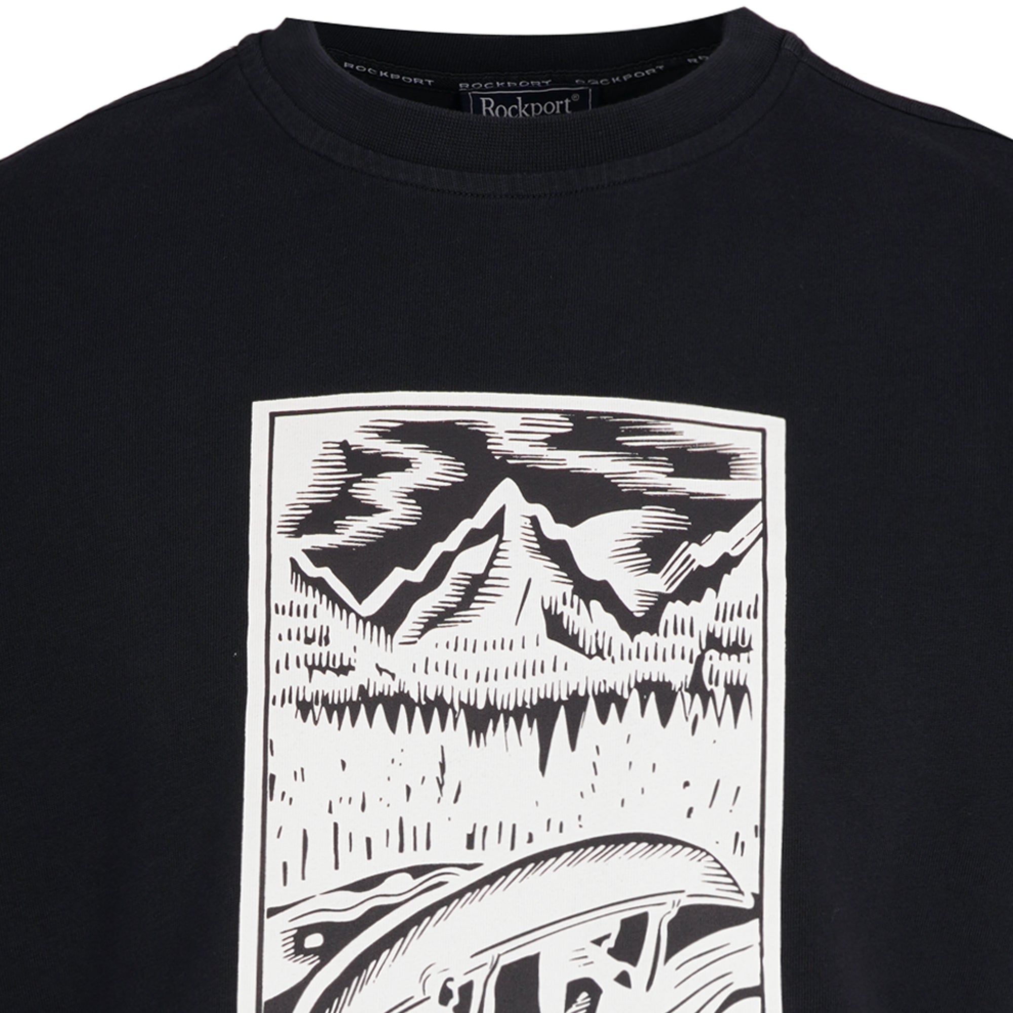 Rockport Archive Hampshire Block Print Logo Crew Neck T-Shirt  - Navy
