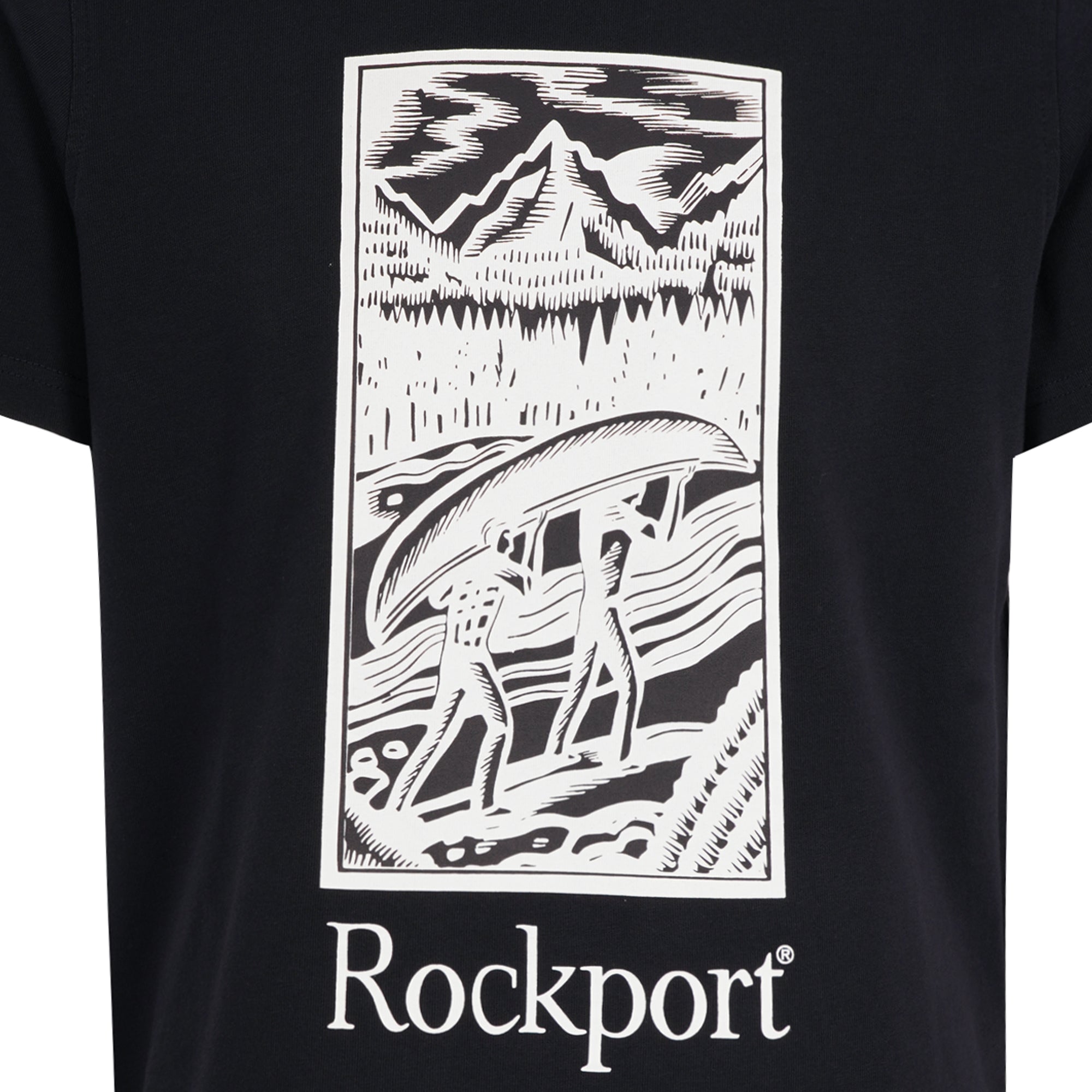 Rockport Archive Hampshire Block Print Logo Crew Neck T-Shirt  - Navy