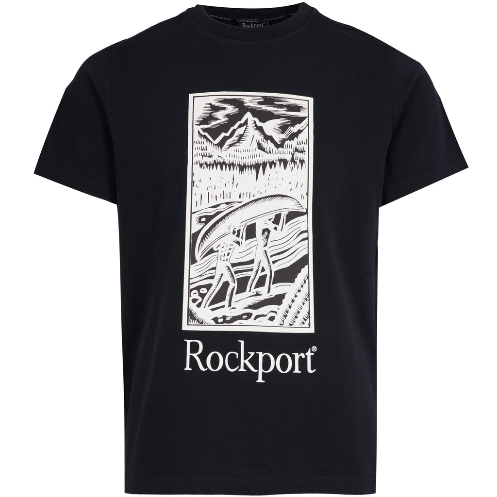 Rockport Archive Hampshire Block Print Logo Crew Neck T-Shirt  - Navy