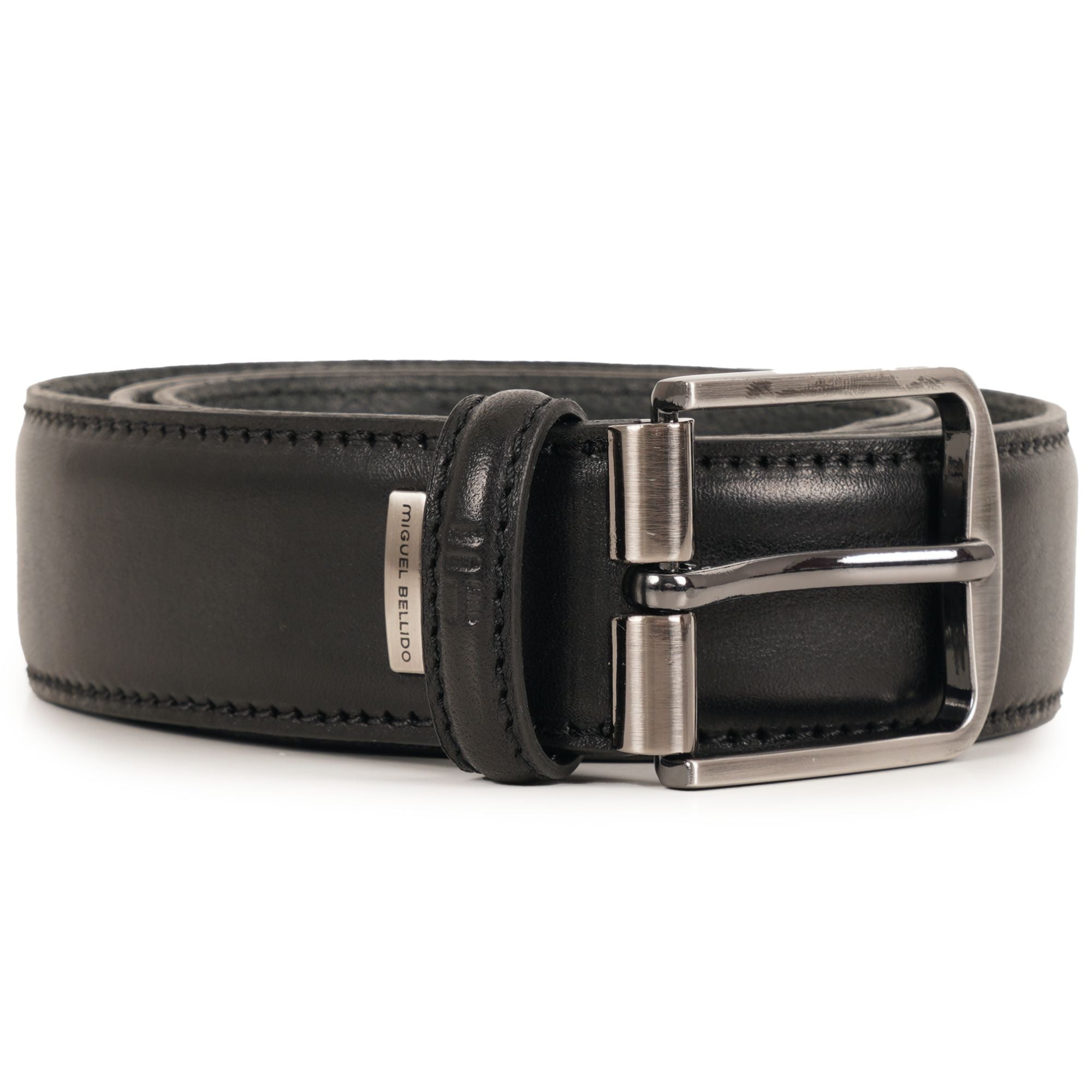 Miguel Bellido Belts Leather Belt - Black Smooth
