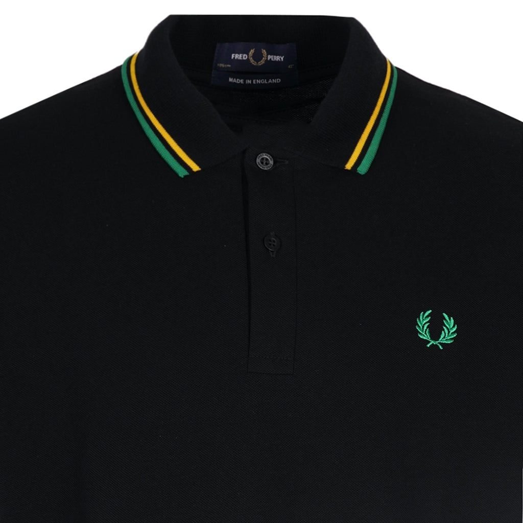 Stuarts x Fred Perry M12 Twin Tipped Polo - Black/Yellow/Green