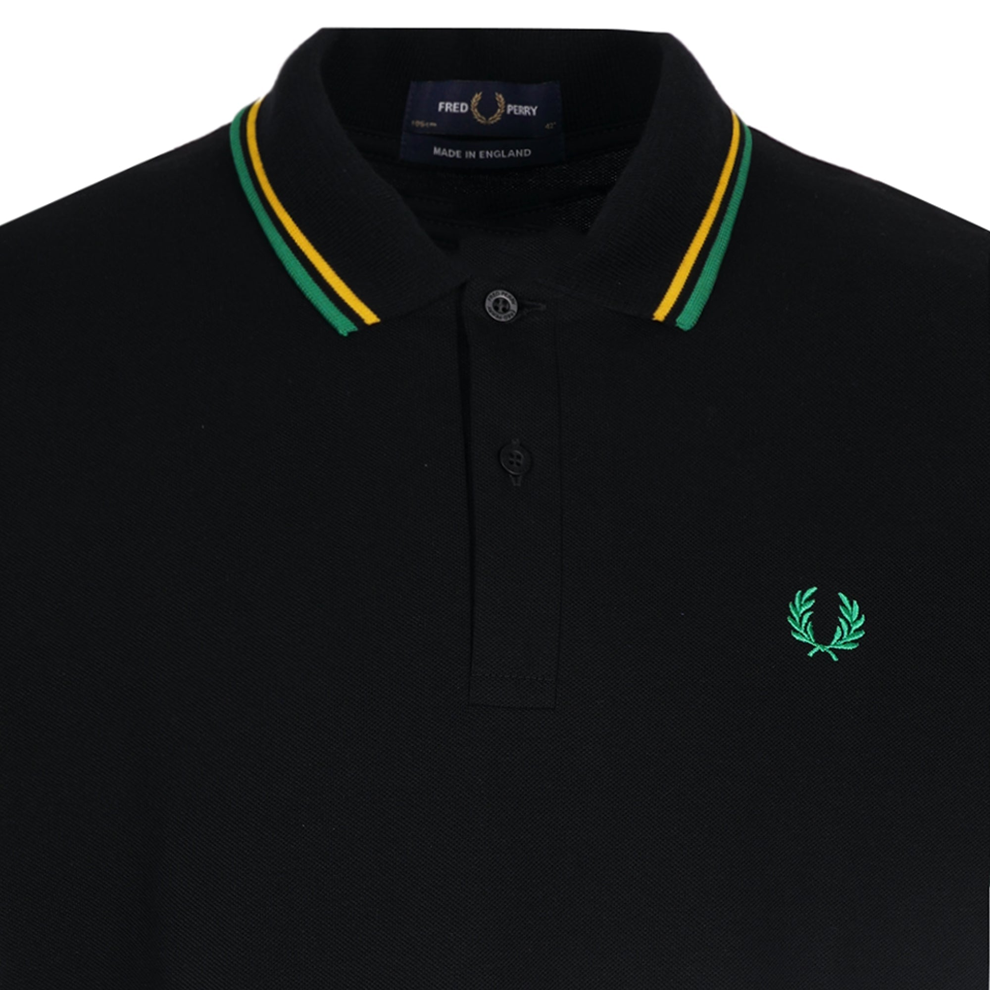 Stuarts x Fred Perry M12 Twin Tipped Polo - Black/Yellow/Green