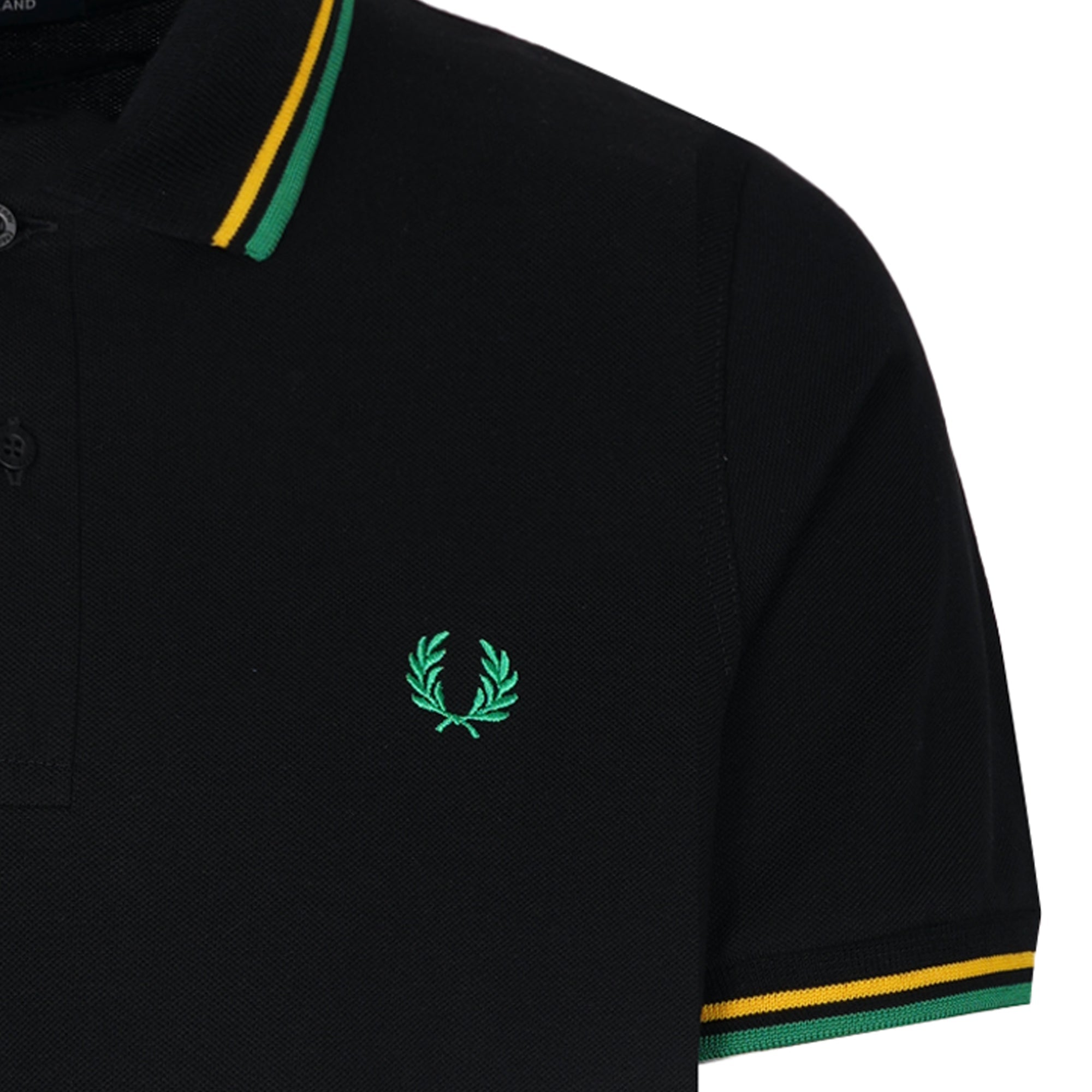 Stuarts x Fred Perry M12 Twin Tipped Polo - Black/Yellow/Green