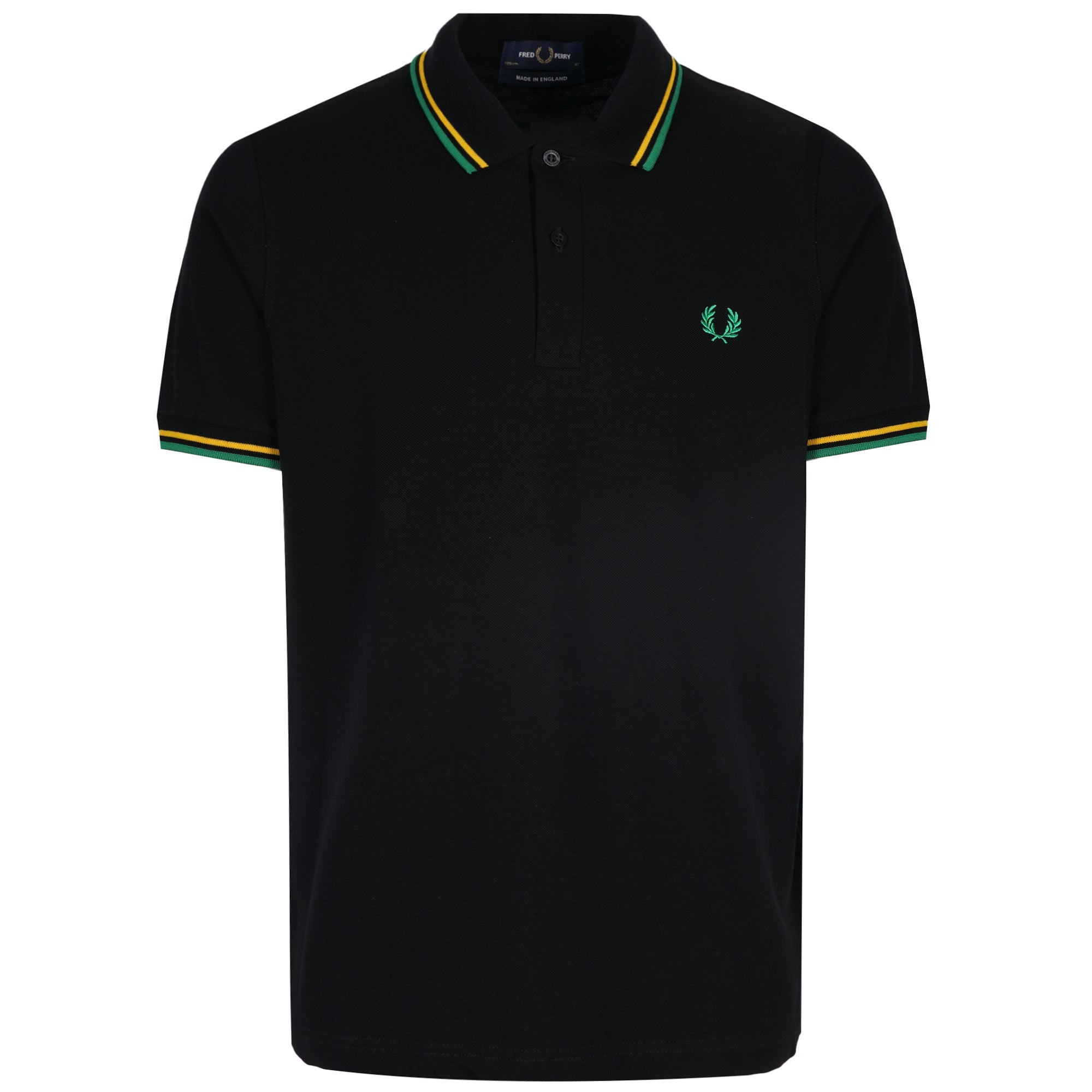 Stuarts x Fred Perry M12 Twin Tipped Polo - Black/Yellow/Green