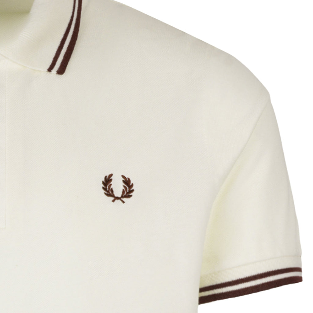 Stuarts x Fred Perry M12 Twin Tipped Polo - Buttercream/Merlot