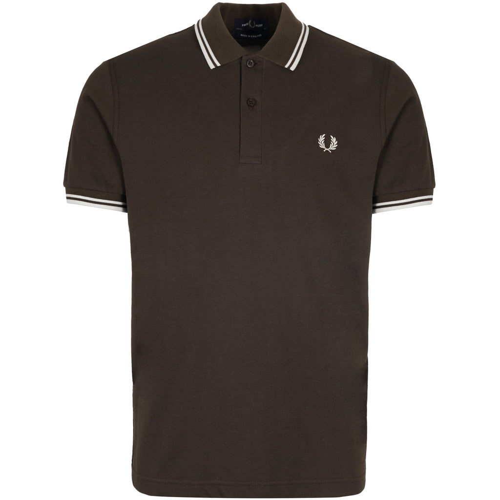 Stuarts x Fred Perry M12 Twin Tipped Polo - Dark Brown/Buttercream