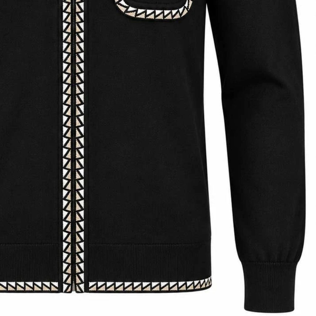 Gabicci Vintage Nick Long Sleeve Zip Thru Knit - Black