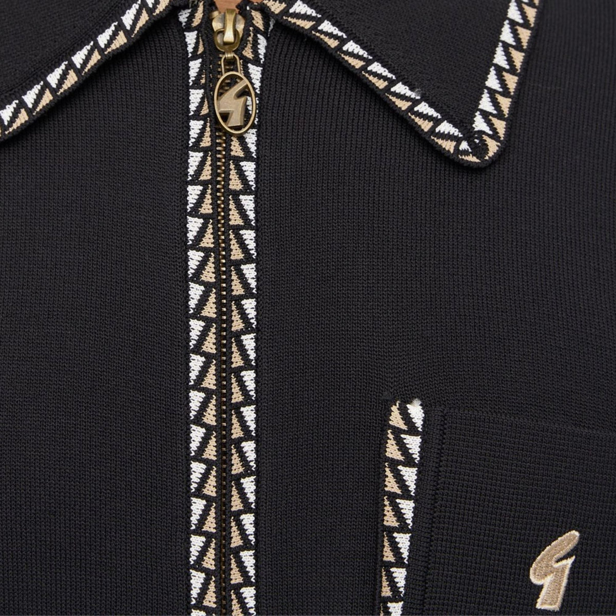 Gabicci Vintage Nick Long Sleeve Zip Thru Knit - Black