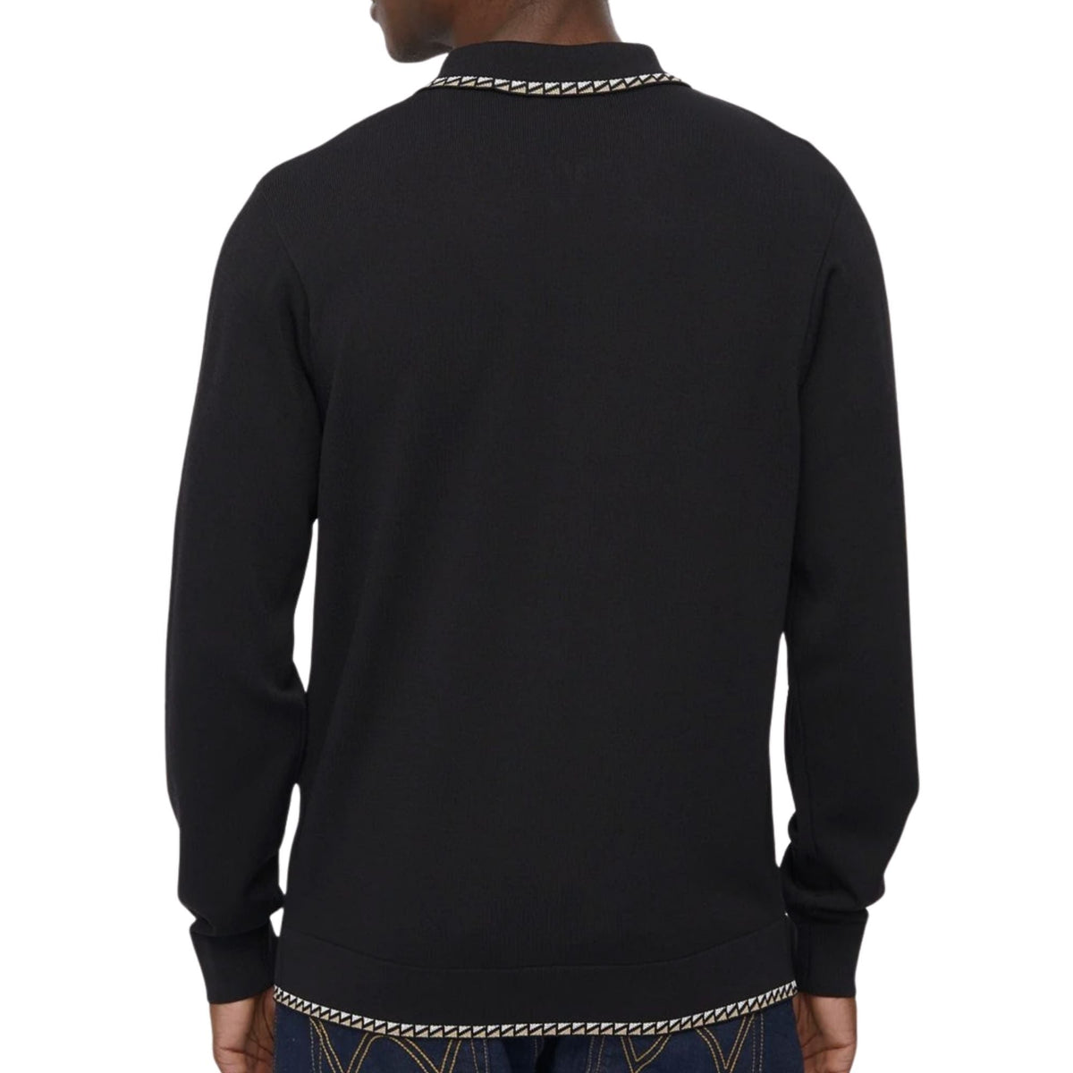 Gabicci Vintage Nick Long Sleeve Zip Thru Knit - Black