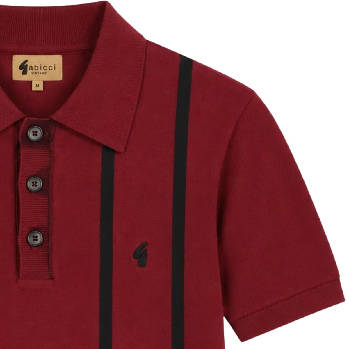 Gabicci Vintage Beckenham Short Sleeve Knit Polo - Claret
