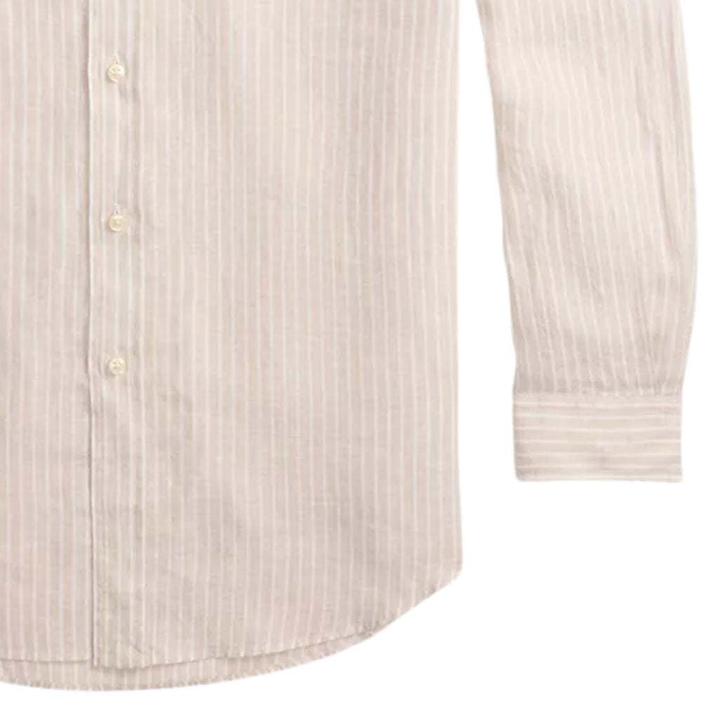 Polo Ralph Lauren Custom Fit Striped Linen Shirt - Beige