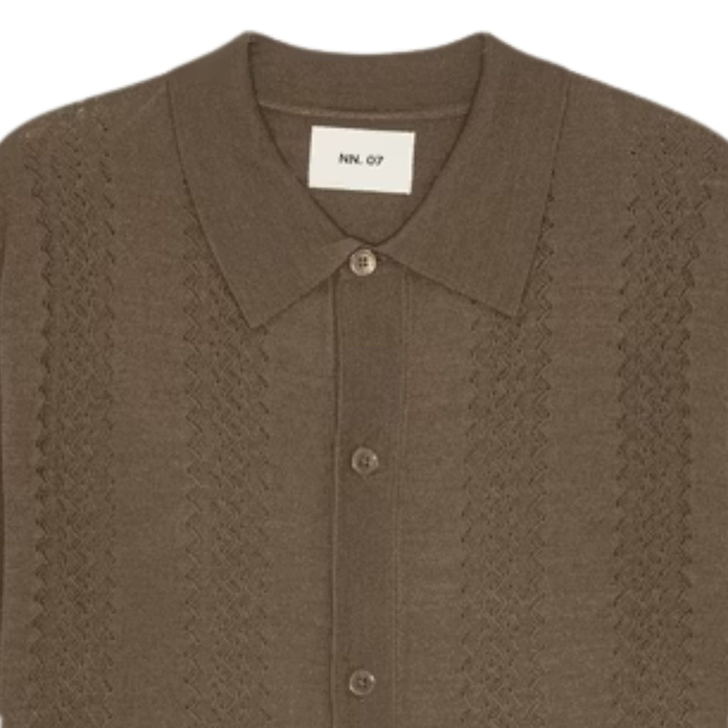 NN07 Thor Wool Blend Button through Polo Shirt  - Mable Husk