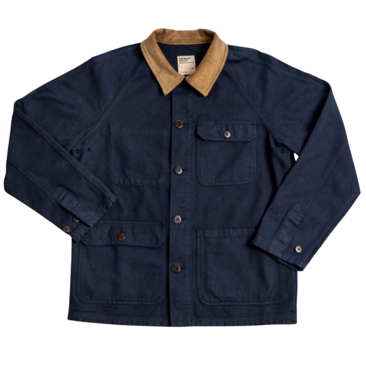 Heimat Cotton Canvas Contrast Collar Journey Coat - Ink