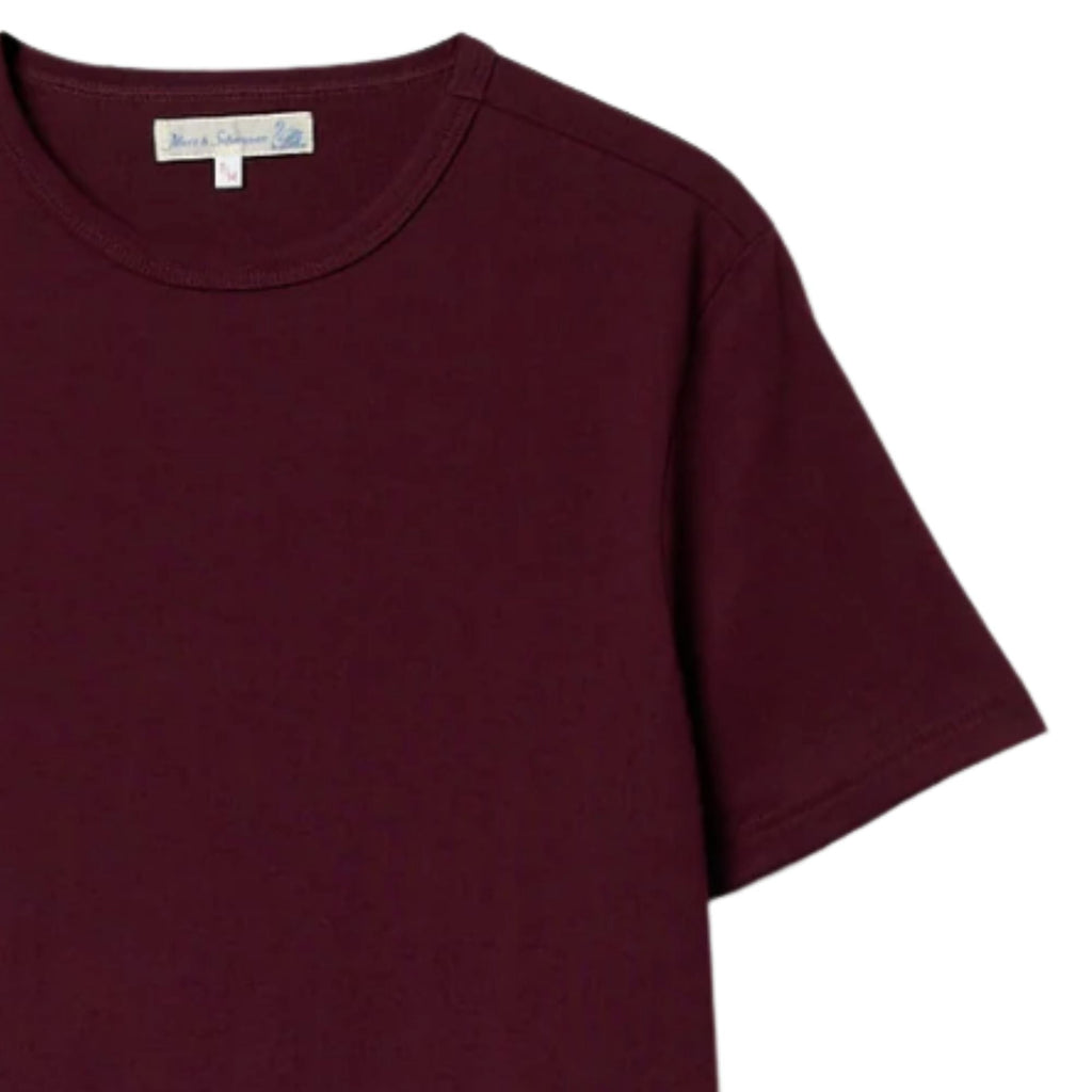 Merz b Schwanen 1950s Loopwheeled Classic Fit Lightweight T-Shirt - Burgundy