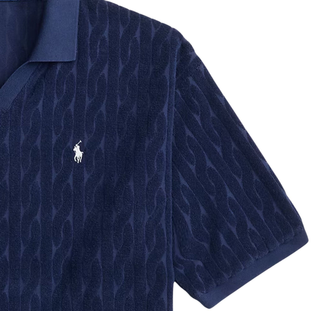 Polo Ralph Lauren Relaxed Fit Cabled Terry Polo Shirt - Newport Navy