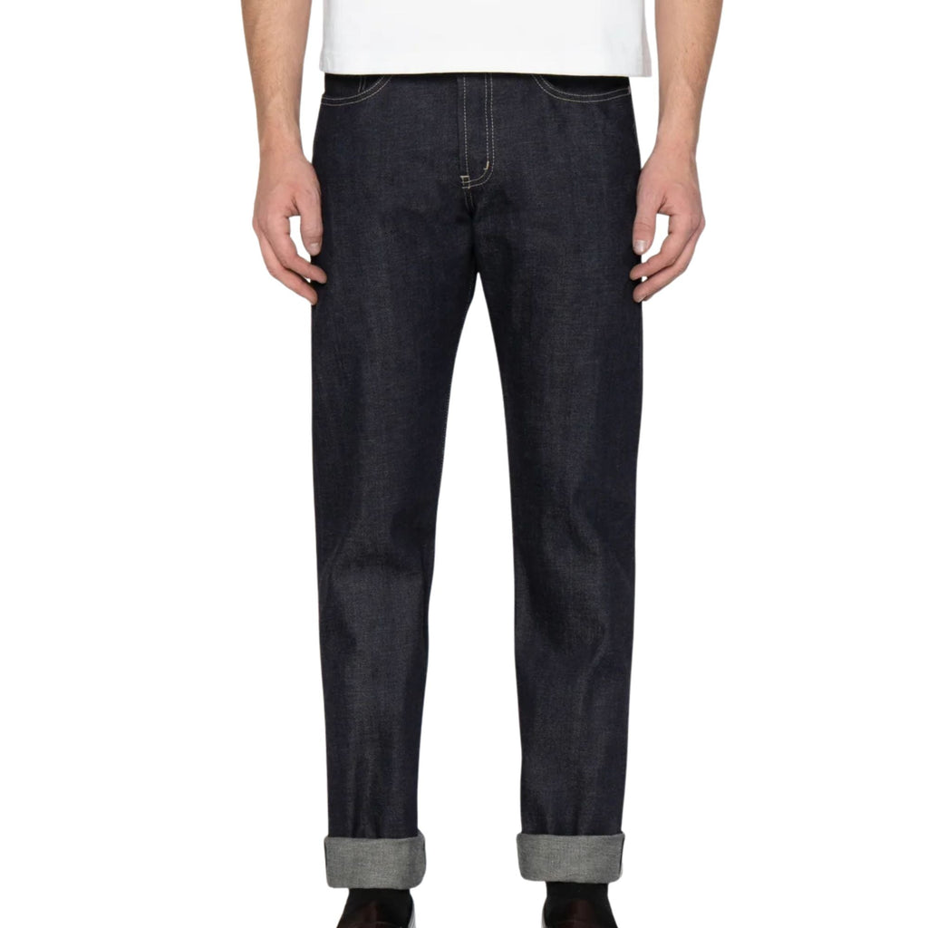 Naked and Famous Denim Weird Guy Fox Fibre Green Weft - Indigo