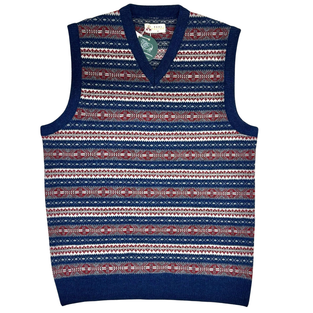 Real Hoxton Fair Isle V-Neck Slipover - New Navy