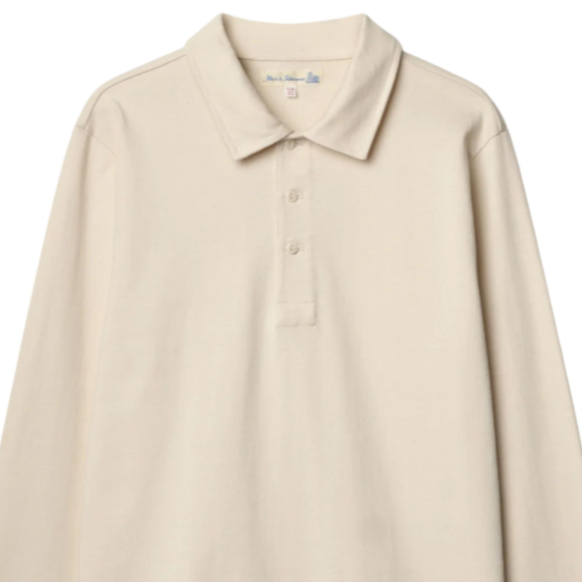 Merz b Schwanen 2MPOLO01LS Mid-Century Machine Refined Fit Polo Longsleeve - Natural