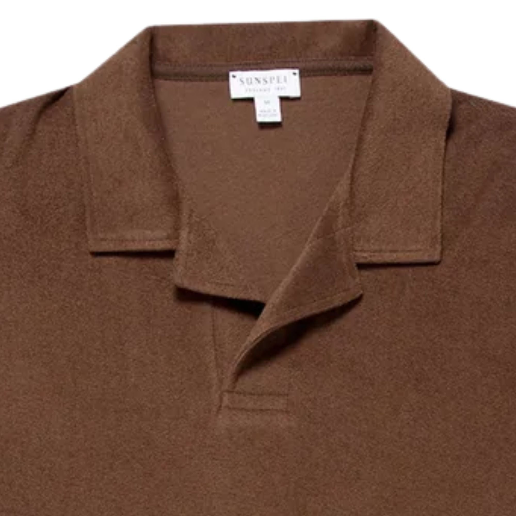 Sunspel Towelling Polo Shirt - Dark Walnut