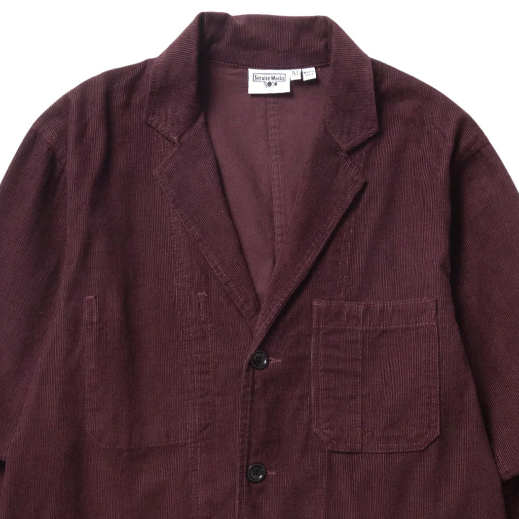 Service Works Fine Cord Server Suit Jacket - Burgundy