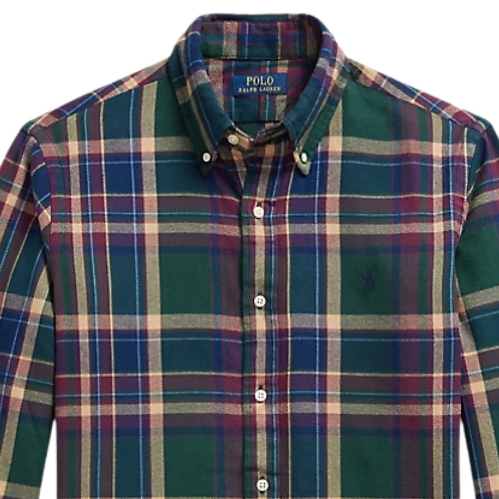 Polo Ralph Lauren Custom Fit Plaid Flannel Shirt - Forest Burgundy Multi