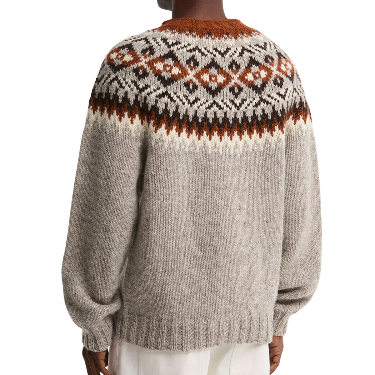 Barbour Scottish Made Fair Isle Crew Neck Jumper - Grey Marl