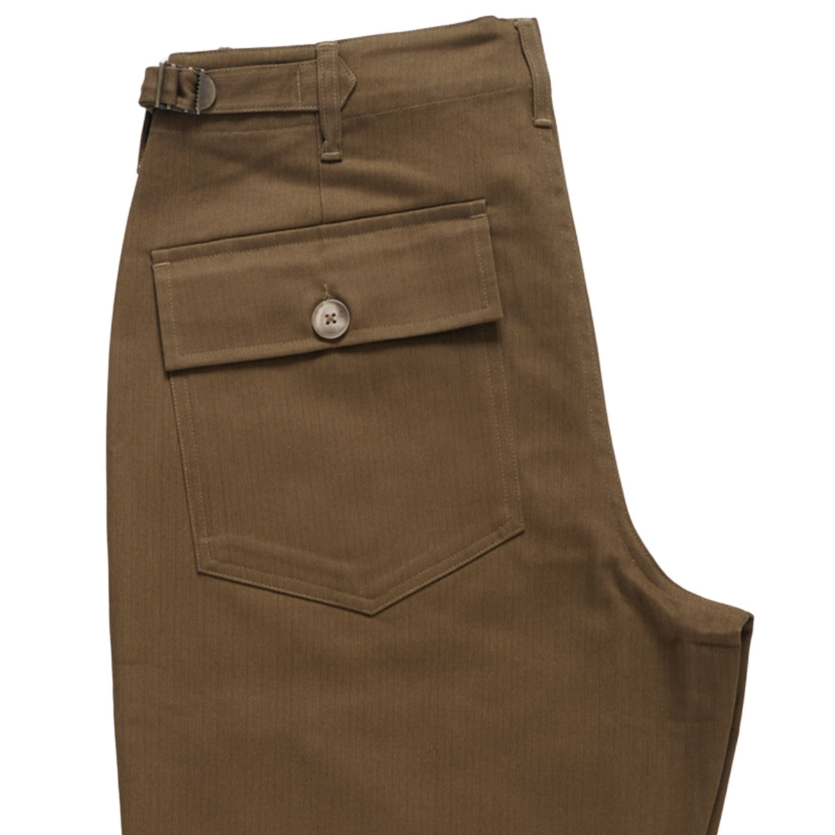 Real Hoxton Fatigue Pants - Herringbone Saddle Brown