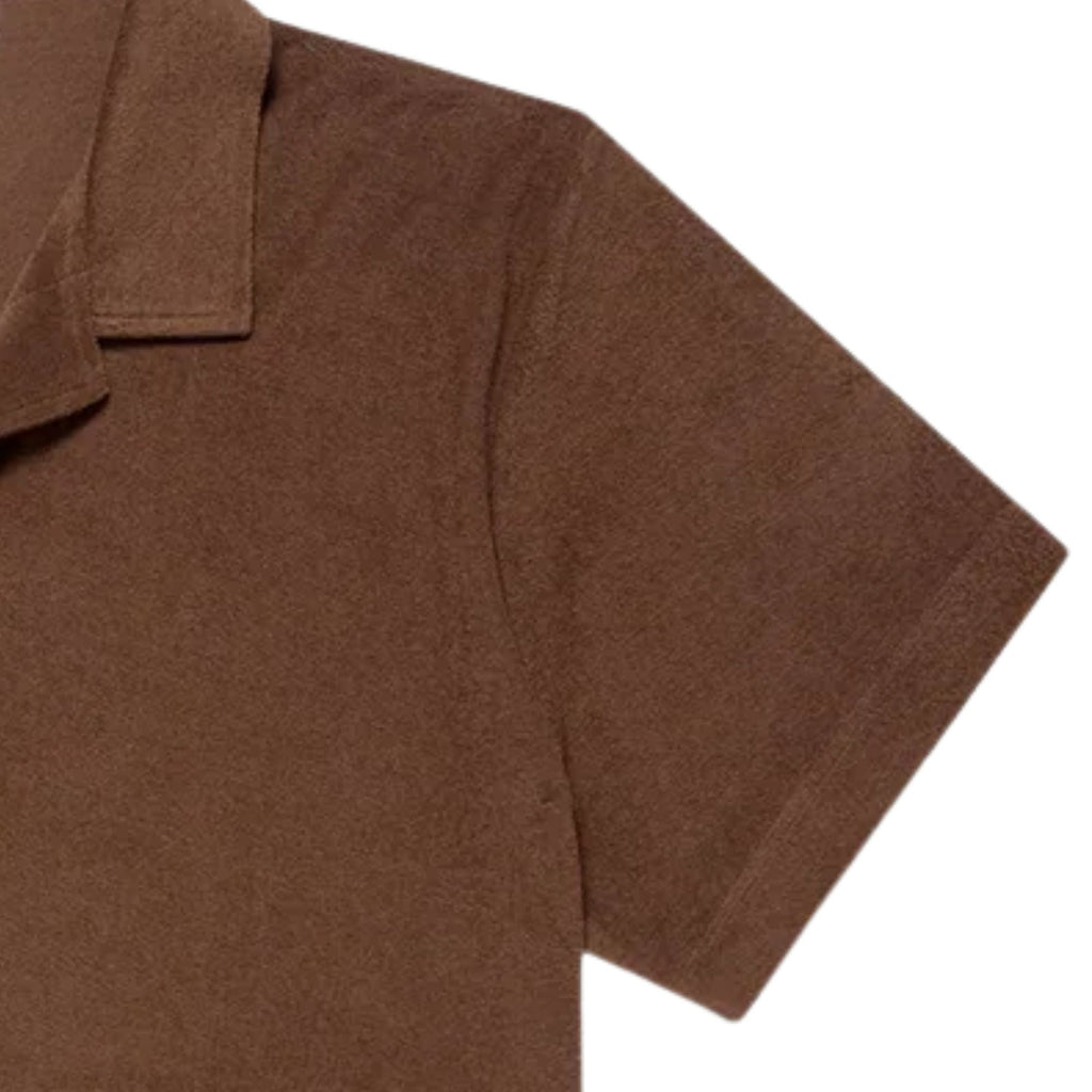 Sunspel Towelling Polo Shirt - Dark Walnut