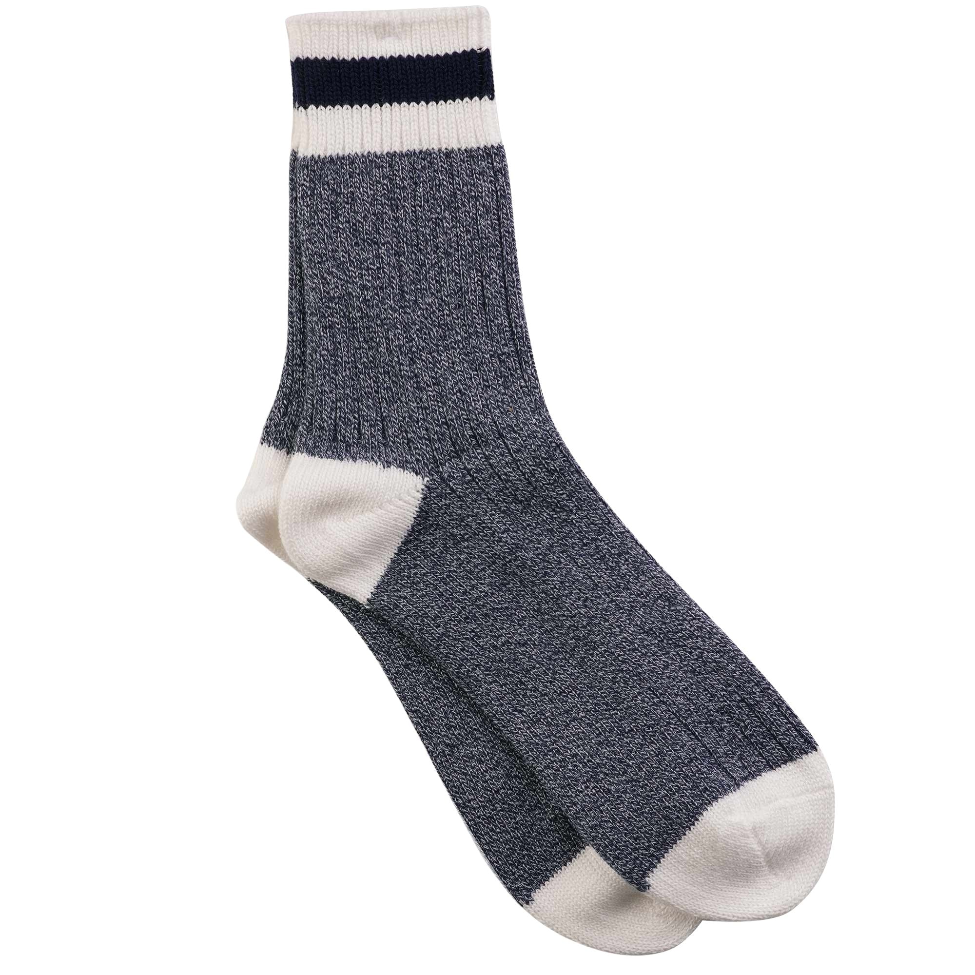 Anonymous Ism Tuck Cuff Stripes Crew Socks - Navy