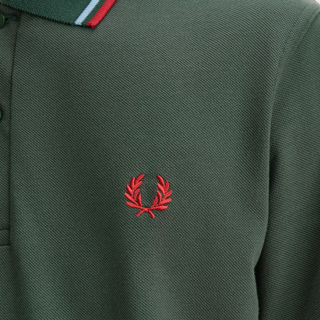 Fred Perry Reissues Made In England M12 Twin Tipped Polo - Tartan Green/Ice/Red
