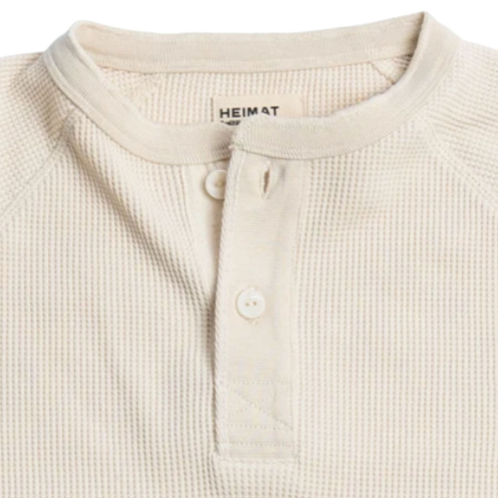 Heimat Henley Cotton Waffle Henley Polo - Seashell