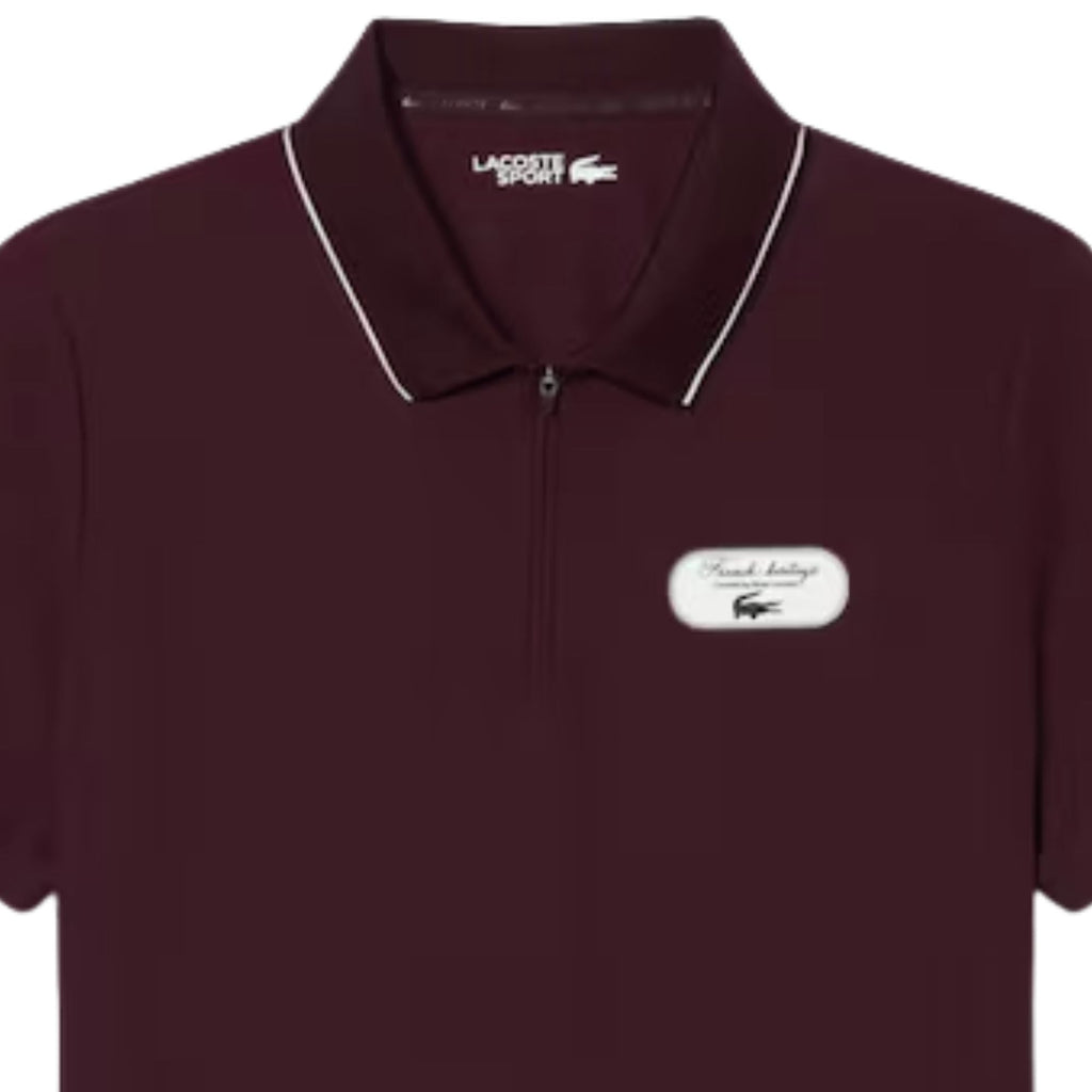 Lacoste Ultra Dry Badge Accent Tennis Heritage Polo Shirt - Merlot