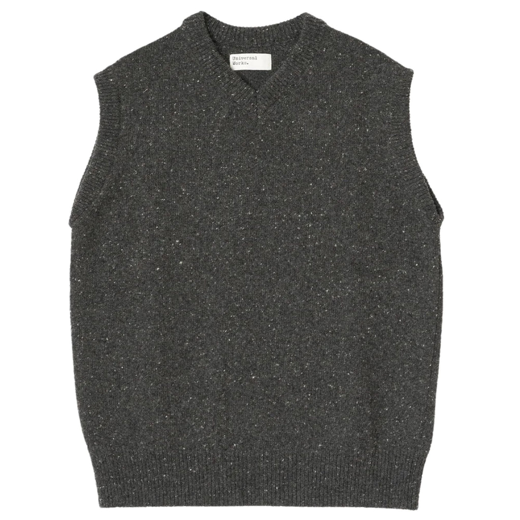 Universal Works Sweater Vest Wool Fleck - Black